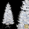 Árbol de navidad artificial flocado blanco con 240 luces LED frías y 485 ramas Ø107 x 180 cm