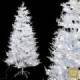 Árbol de navidad artificial flocado blanco con 320 luces LED frías y 680 ramas Ø122 x 210 cm