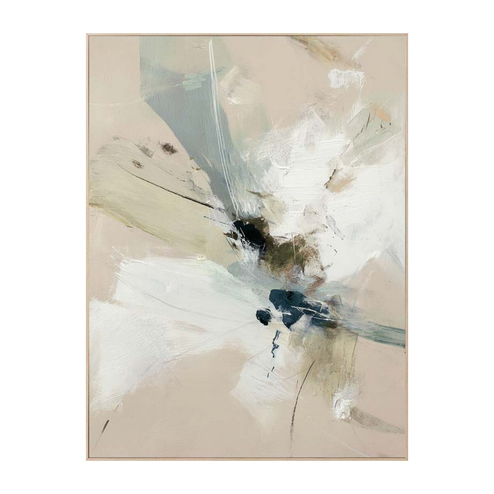 Cuadro impresión con marco beige abstracto 90 x 120 x 4,5 cm