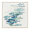 Cuadro impresión con marco azul en lienzo 90 x 90 x 3,8 cm
