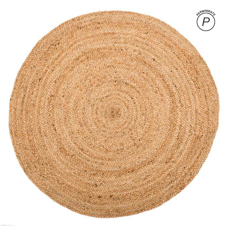 Alfombra Redonda de Yute Natural Trenzado "Espiral Mediterránea" 120 x 1 x 120 cm