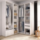 Roupeiro Closet de Canto Suit 4 Colunas Branco e Natural 124x144 cm - fanmuebles
