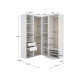 Eck-Kleiderschrank Suit 4 Säulen Weiß Natur Reversibel 124x144 cm