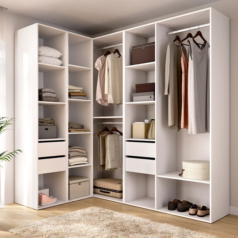 Roupeiro closet canto Suit XXL branco natural - fanmuebles