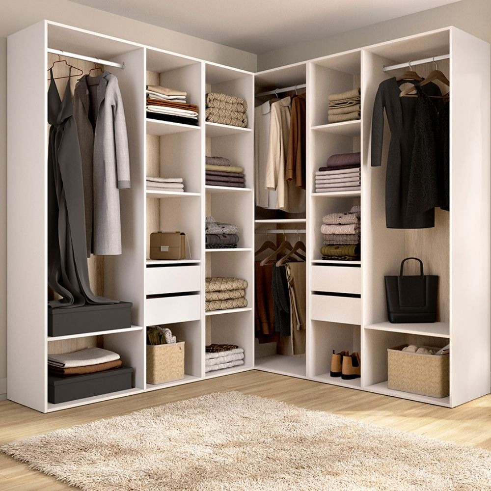 Vestidor de Rincón Suit 6 Columnas Blanco Reversible 182x186 cm - fanmuebles