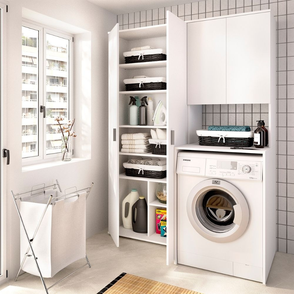 Waschküchen-Set mit 2-türigem Schrank Fit 124,3 cm - fanmuebles