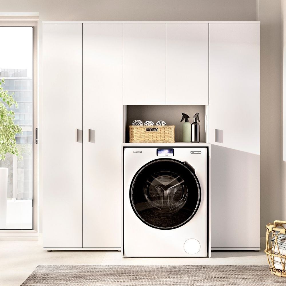 Conjunto lavandaria Fit branco 163,3 cm com vão máquina | fanmuebles