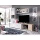 Meuble de salon Obi d'angle blanc brillant - Chêne naturel ambiance
