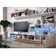 Wohnzimmermöbel UMA 260 cm mit LED-Lichtern und offener Ecke.