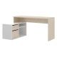 Scrivania angolare Rox in rovere naturale - Bianco lucido