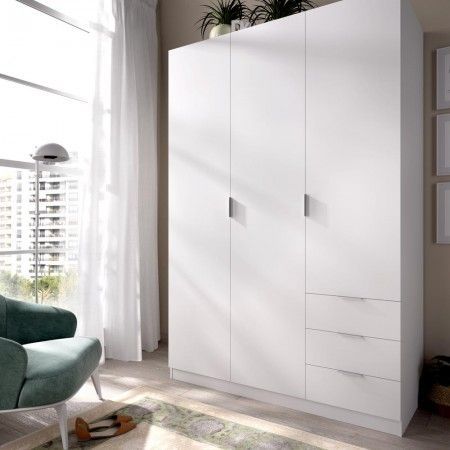 Armário Essen com 3 portas e 3 gavetas branco.