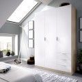 Armario 3 Puertas 3 Cajones - Essen - Blanco y Natural 121 x 184 x 52 cm