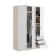 Armoire Essen 3 portes 3 tiroirs ouverte chêne - blanc