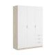 Armario 3 Puertas 3 Cajones Essen Blanco y Natural - fanmuebles