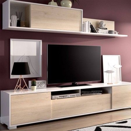 Mueble salón Ken blanco roble natural