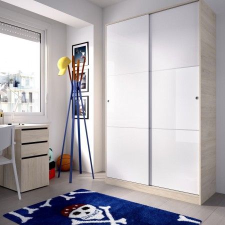 Armario puertas correderas Slide 120 cm blanco roble ambiente