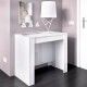 Mesa consola extensible Kiona blanco brillo 54 cm recibidor