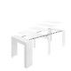 Mesa consola extensível Kiona branco brilhante com posições.