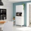 Armário de cozinha branco, armário Kira com espaço para micro-ondas de 72 x 186 x 40 cm.