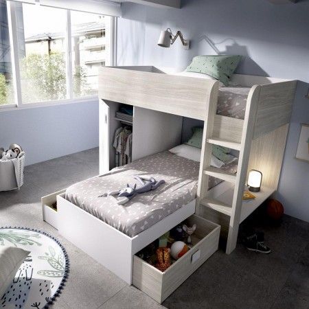 Cama litera Move blanco gris ambiente