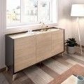Aparador de 3 puertas NESS - Natural - Grafito 155 x 75 x 43 cm